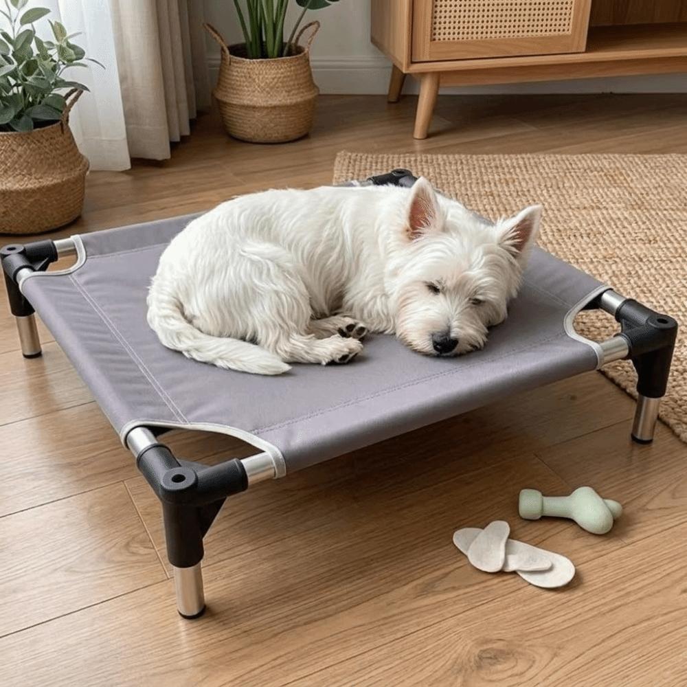 Chew Proof Cooling Raised Pet Cot Metal Frame Elastic Pet Bed Portable Dog Cot Bed House