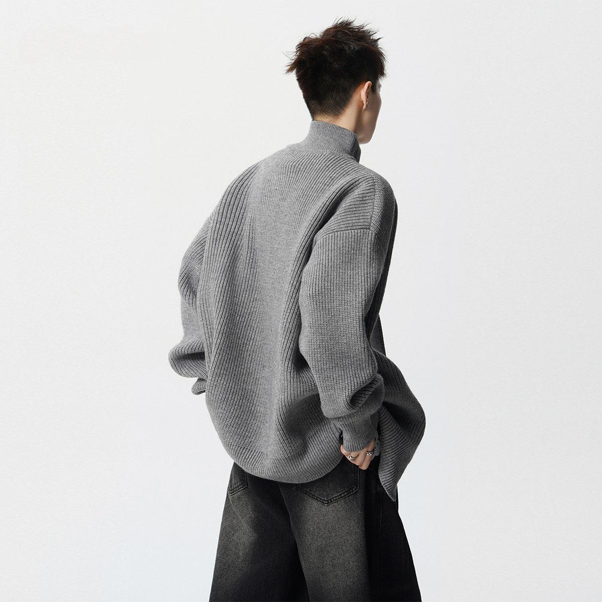 

Men s Retro Stand Collar Zipper Cardigan - Trendy Autumn Knitwear Jacket 2XL