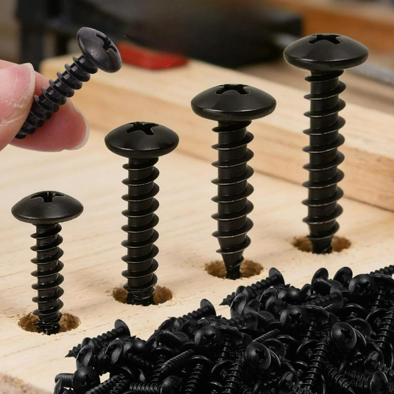 M2.3 M3.5 M4 M5 Phillips Truss Head Screw Carbon Steel Self Tapping Black Screws Woodworking Fasterner Hardware Accessories