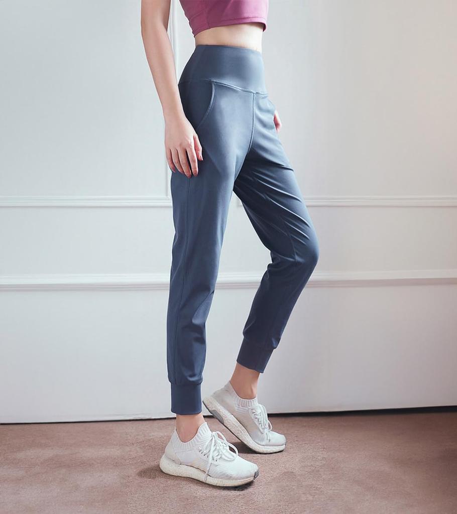 DAYCLOSET Yoga Size Blue Gray Women's Pants, High-Waisted, Stretchy, Medium-Weight, Yoga196, S,