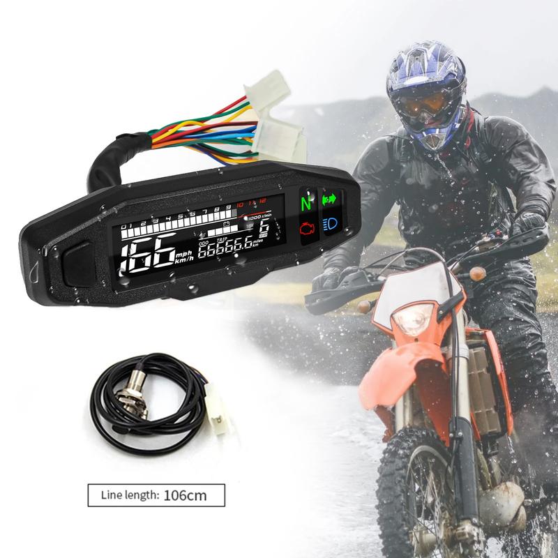 Motorcycle LCD Digital Odometer Speedometer Universal AD Mini Tachometer Dashboard Instrument LED Display For Russian KR200