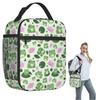 Cartoon Cute Frog Pattern On Lotus Leaves Insulated Lunch Bag for Women Kids Portable Food Boxes Thermal Lunch Box Tote