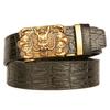 Crocodile Pattern Men's Cowhide Belt Personality Faucet Retro Dragon Claw Automatic Buckle Leather Belt Pant Belt