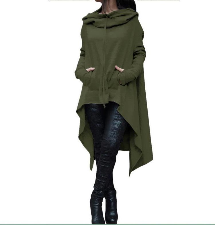 European American Style Autumn Winter Solid Color Long Hooded Sweatshirt 9308 Collection