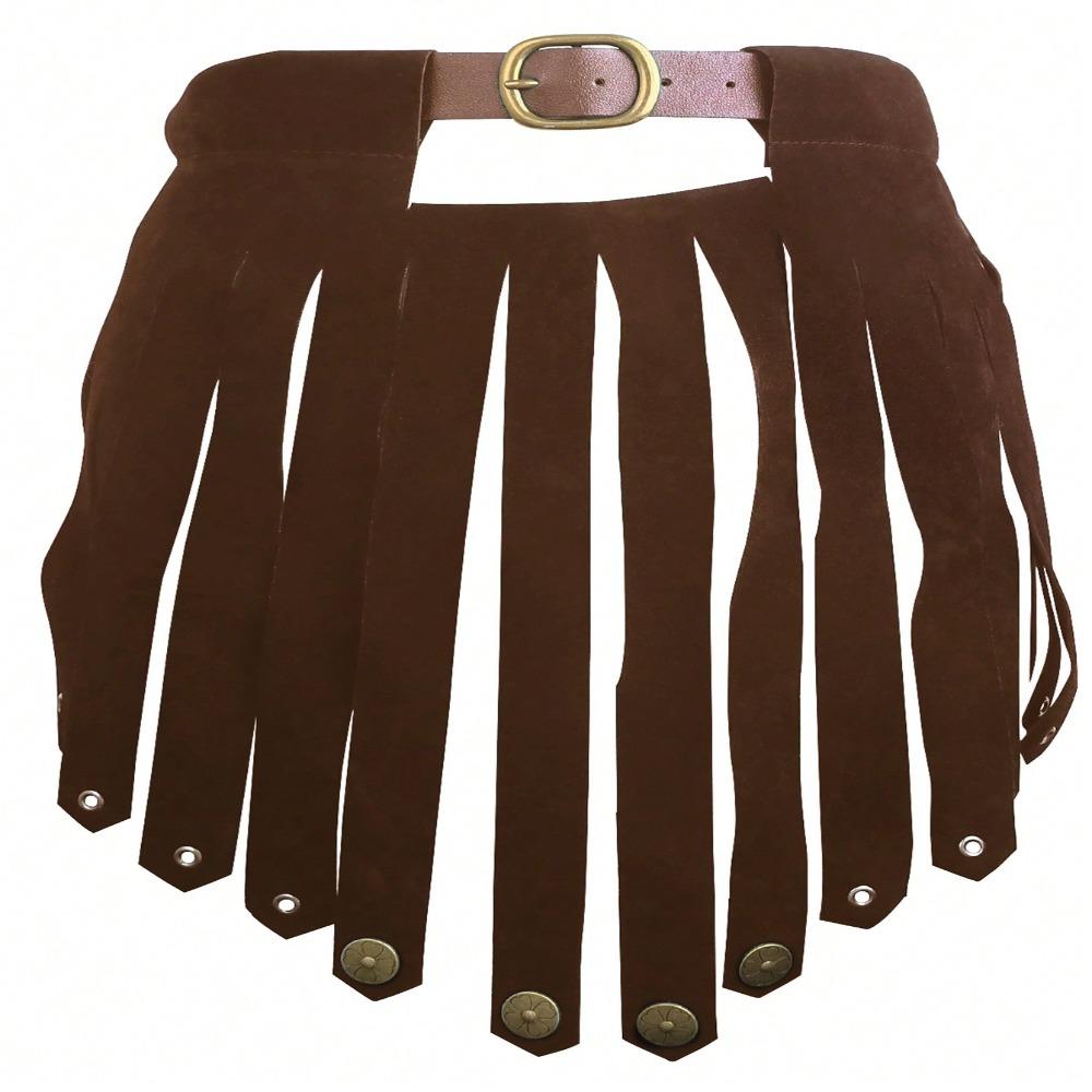 Faux Leather Medieval Armor Skirt Adjustable Waist Fantasy Ancient Roman Legion Belt Funny Historical Gladiator Battle Skirt 100 cm коричневый