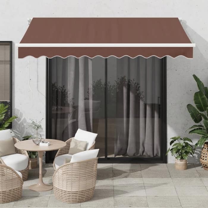VidaXL Auvent manuel rétractable avec LED marron 300x250 cm 3215374