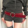 Bohemian Roter Pu-Leder-Taillengürtel Für Damen Mit Vintage-Krokodilmuster Für Kleider Oder Jeans