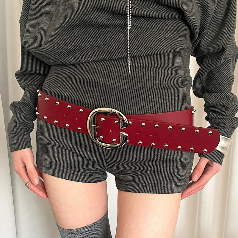 Bohemian Roter Pu-Leder-Taillengürtel Für Damen Mit Vintage-Krokodilmuster Für Kleider Oder Jeans