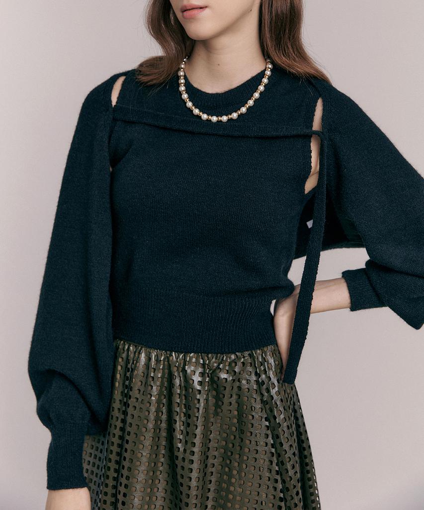 MAXZA Strap Bolero Cardigan Sleeveless Knit Set
