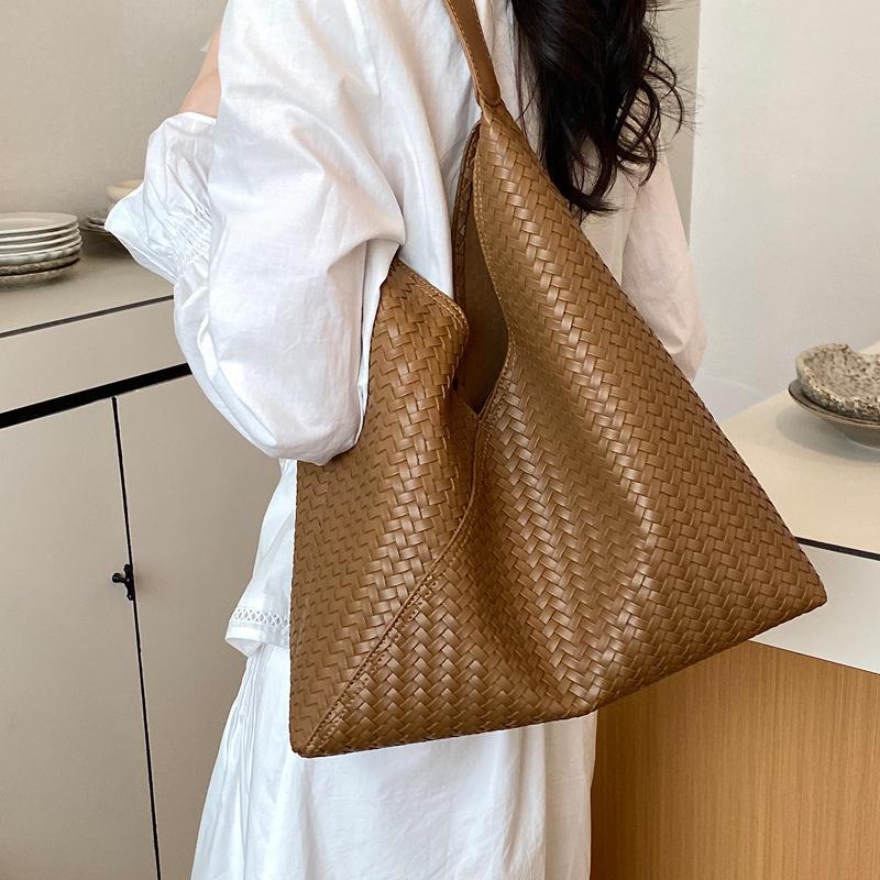 Borsa alla moda da donna a spalla singola, Borsa a mano casual con texture unica e look di alta gamma, Borsa shopper