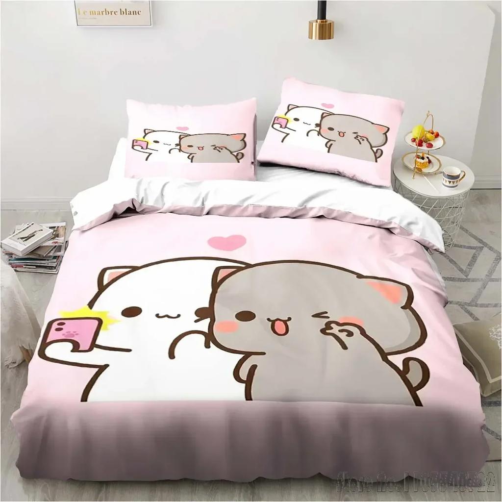 3d Printing Cartoon Bubu Dudu Bedding Set Three-piece Set Anime Adult Kid Bedroom Duvet Cover Sets Home Textiles Birthday Gifts
