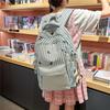 Striped Backpack with Horse Pattern and Front Pocket for School and Daily Use