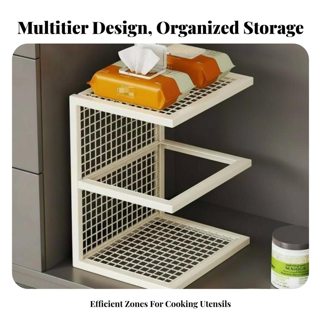 Wire Shelf Riser Space-Saving Freestanding Wire Rack Minimalist Design adaptable Use for Renters, Countertop, Pantry, Under Sink