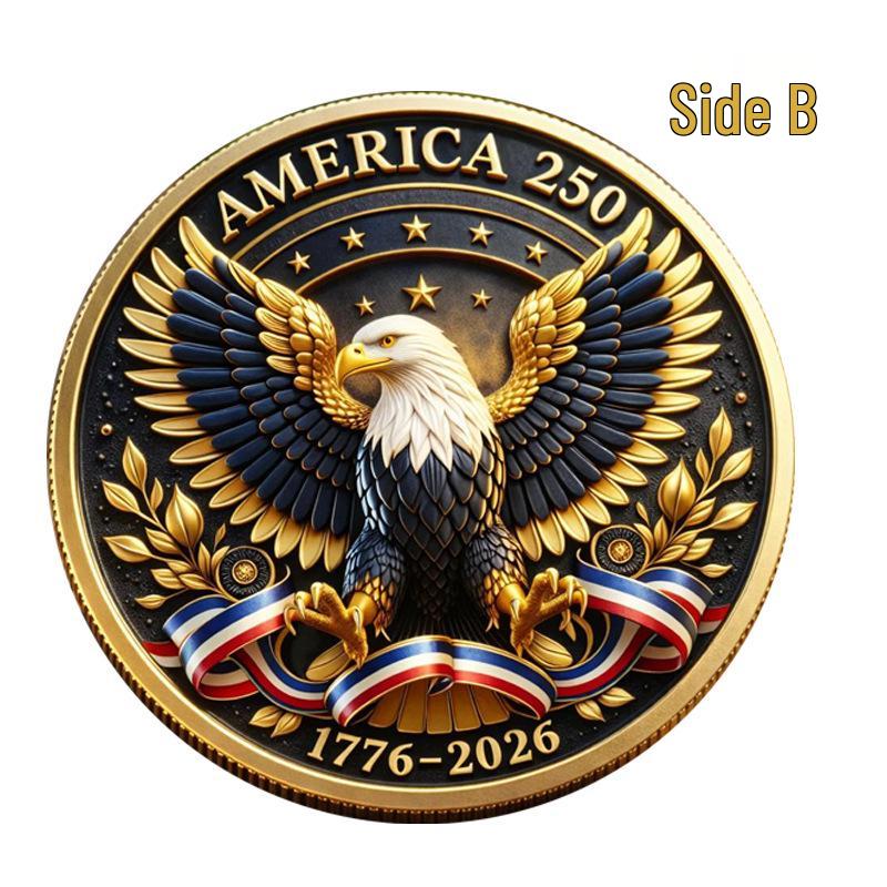 US 250th Anniversary Statue of Liberty & Bald Eagle Commemorative Medal 40x40x3mm