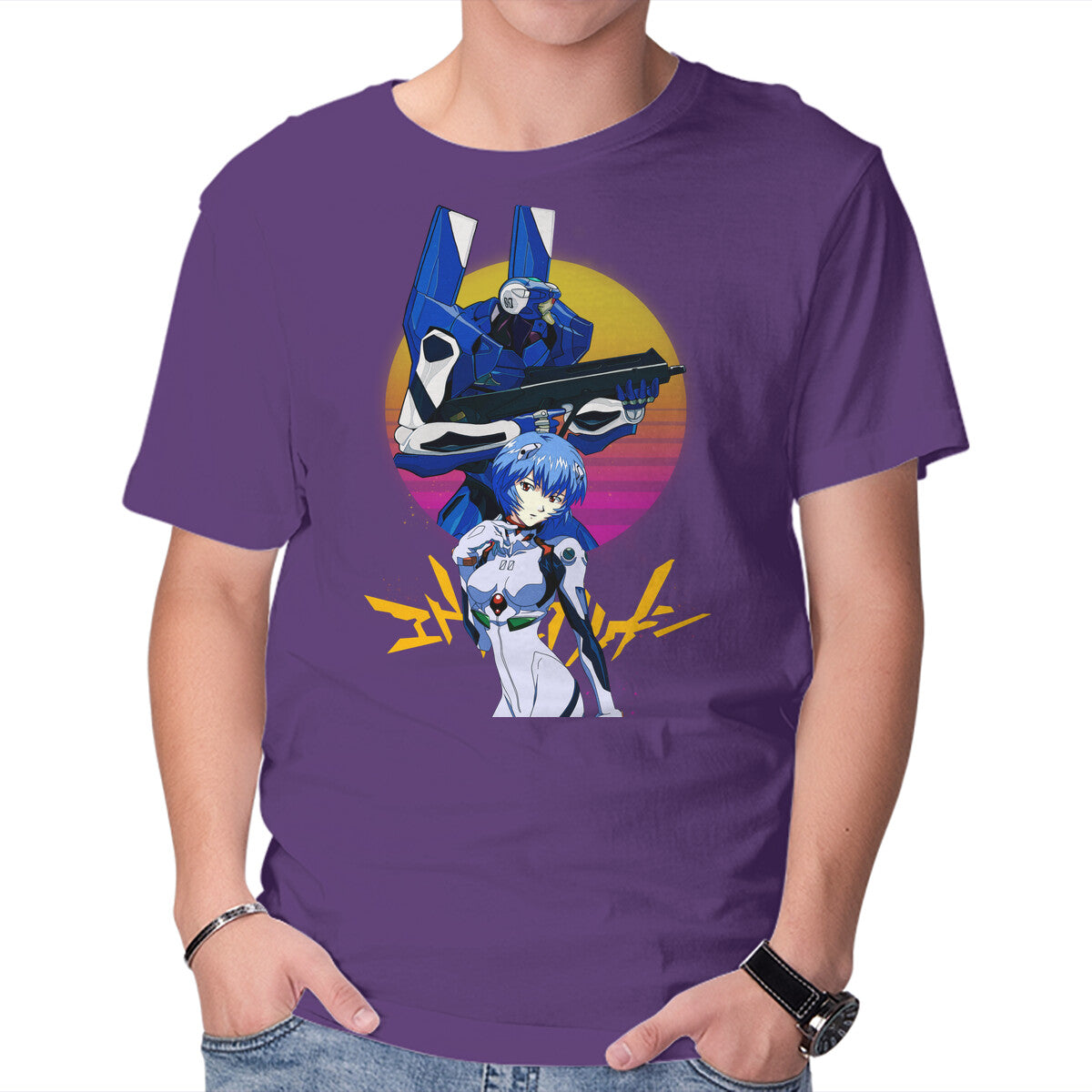 Unisex Crew Neck T-Shirt Retro Eva 00 And Rei Graphic Short Sleeve Casual Tee XL