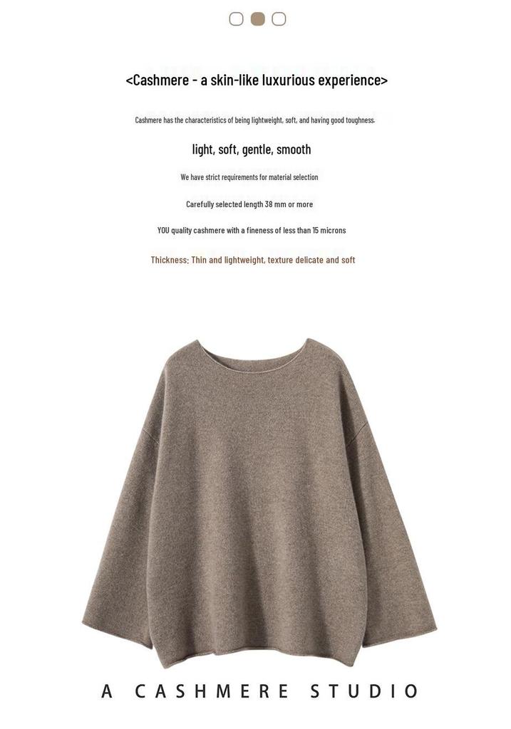 Autumn/Winter 2026 Women's Cashmere One-Shoulder Loose Pullover Sweater