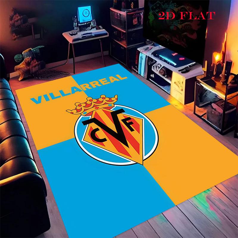 Tappeto Tappeto con Logo Villarreal per Soggiorno Camera da Letto Casa Decorazione Divano, Tappetino Antiscivolo per Giochi Bambini