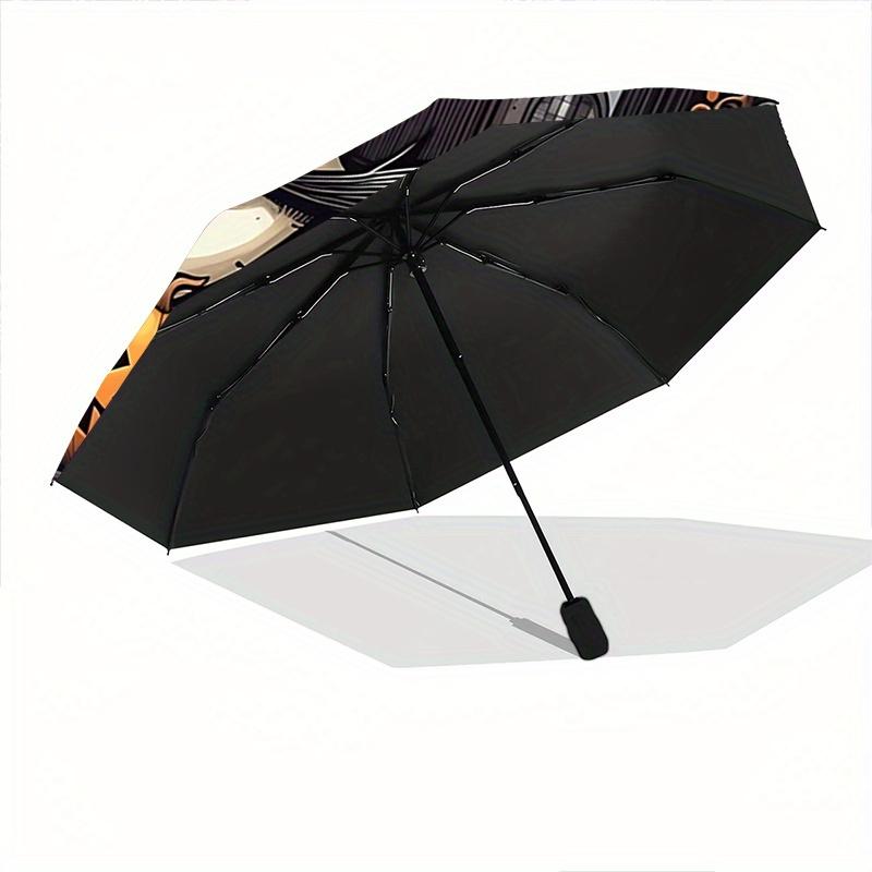 1pc Disney Jack Skellington Halloween Automatic Open/CloseUmbrella-CuteUmbrella with Cute Design, Portable 3-Fold Compact Umbrella for Men &