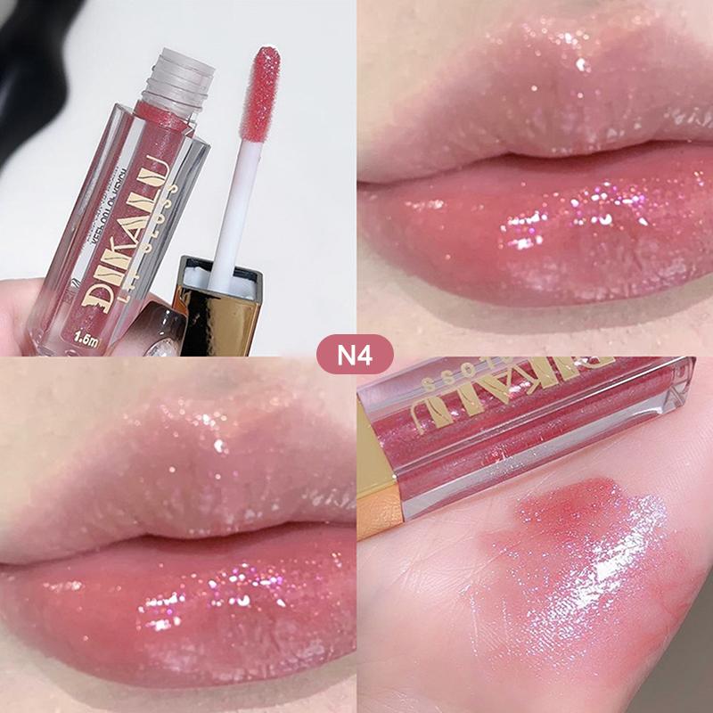 

Dikalu Small Shave Ice Flash Lip Glaze Mirror Lip Gloss Fine Shine Lip Gloss Transparent Lip Gloss Gloss Lipstick Paste Pure Des as the picture
