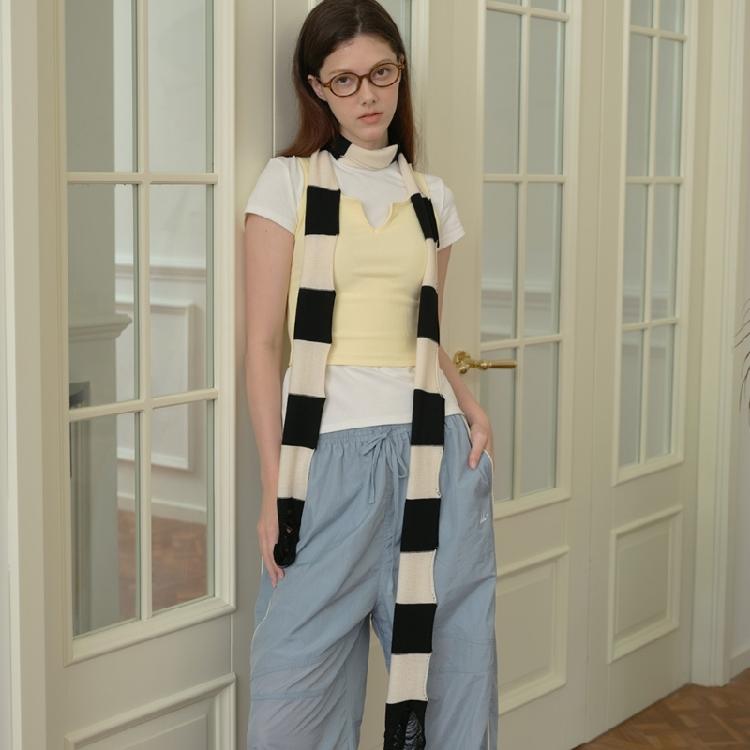 Stripe Pattern Scarf for Women Autumn Thin Scarves Female Camping Shopping Scarf
