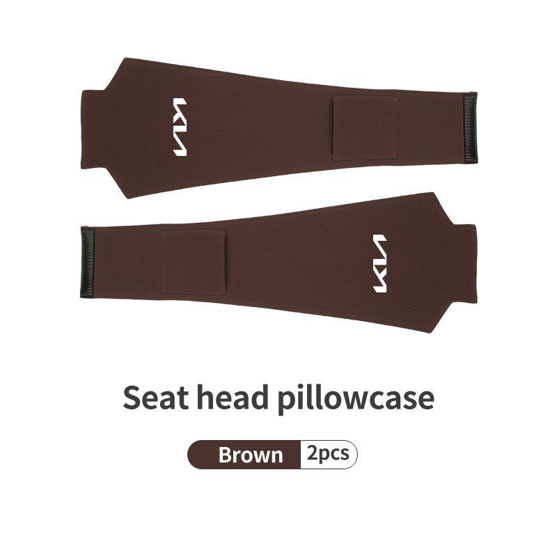 AAAFR1 Car Logo Headrest Cover Suede Perforated Breathable Head Pillowcase Pads For KIA Cerato Proceed Venga Stonic Picanto Sorento