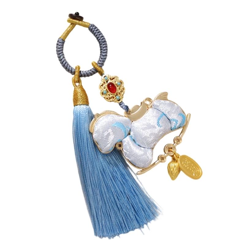 Exquisite Hand Crafted Keychain Featuring Delicate Tassels And Auspicious Horse Year Design Bag Hanging Decoration