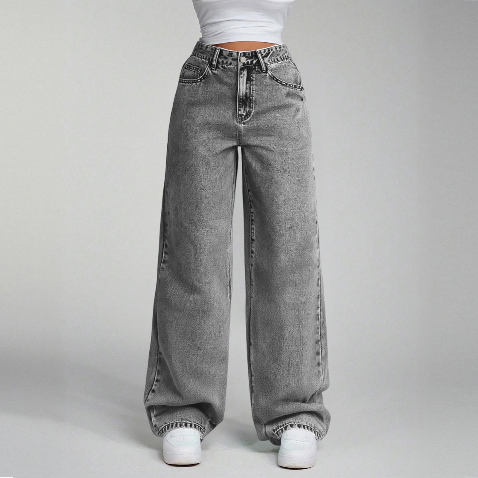 

Женские джинсы прямого кроя с высокой посадкой, свободные, повседневные S