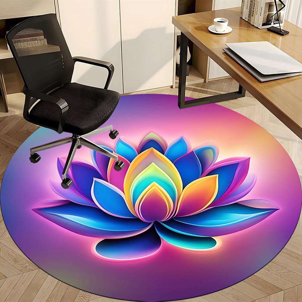1pc Lotus Flower Decorative Office Round Rug, Carpet for Office, Gaming, Lightweight Round Floor Mat yy260208067