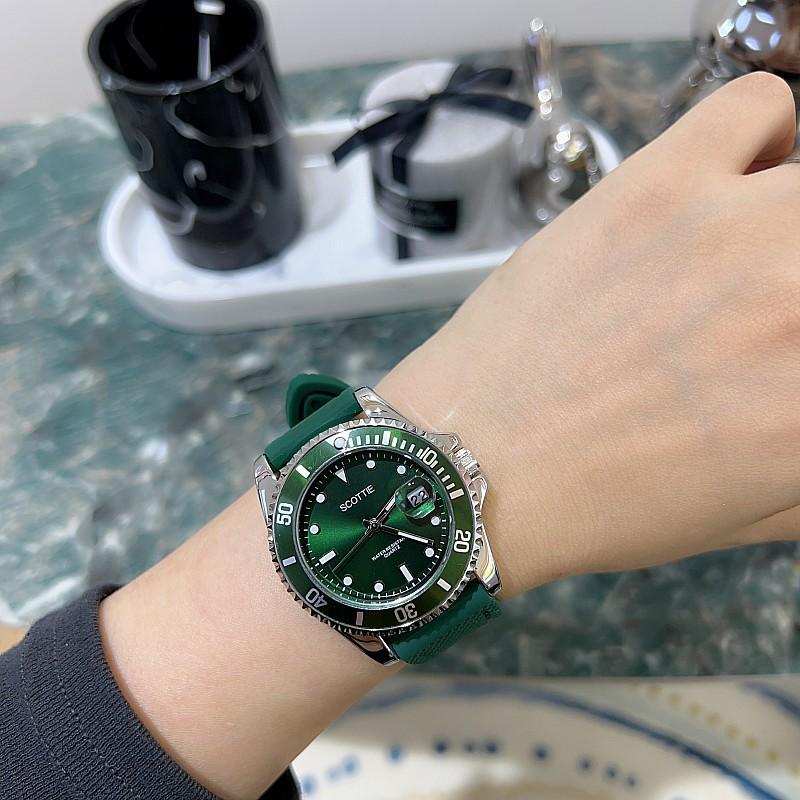 Fashion Large Dial Personalized Watch Women'S Watch Tape Stainless Steel Strap Trend Temperament Neutral Watch Green