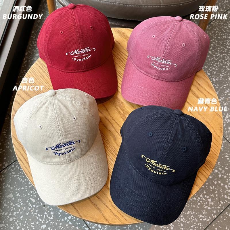 New embroidered letter baseball cap for girls, wide-brimmed soft top hat, pure cotton outdoor versatile cap for men