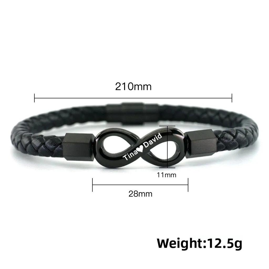 European and American 8-character Leather Rope Bracelet Personalized DIY Woven Bracelet Men's Bracelet Simple Retro Jewelry