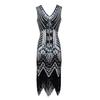 Retro Sequined Beaded Dress Front and Rear Deep V-neck Fashionable Fringed Dress, Popular Evening Dress