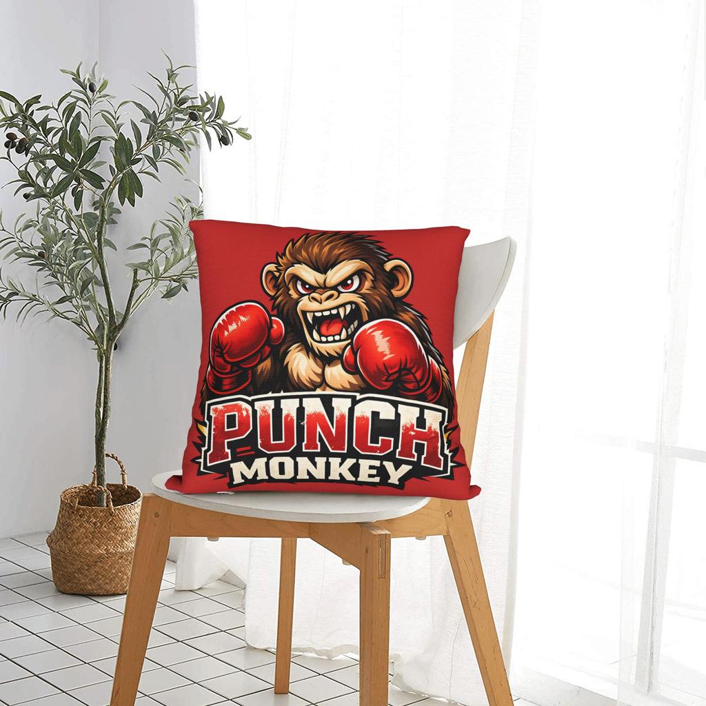Team Monkey Baby Punch Pillow Case Soft Pillow Cover For Living Room Bed Chair Retro Trendy Cushion Cover