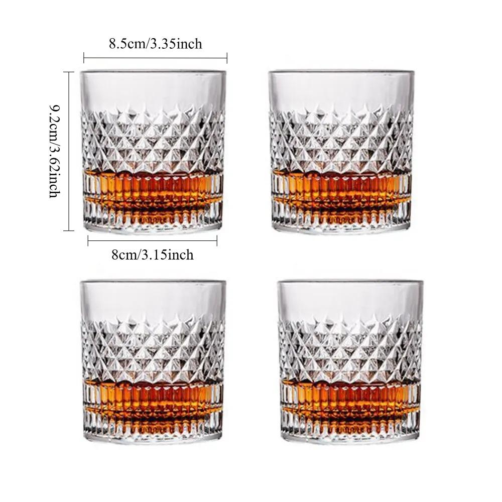 5 Oz 3D Guanshan Whiskey Glass Set Transparent Crystal Cup Suitable for Drinking Whiskey Cognac Cocktail Ice Wine Glass