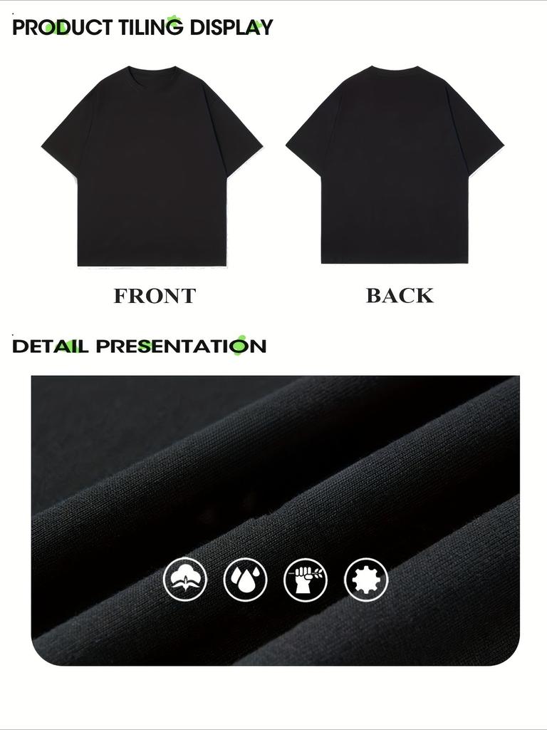 Ευρωπαϊκά μεγέθη Μεγάλα Μεγέθη Ανδρικό T-Shirt Πίστης "Προσευχή Περίμενε Εμπιστοσύνη Ο Θεός Έχει Σχέδιο" Σχέδιο Σταυρού Κοντομάνικο Casual Θρησκευτικό Μήνυμα, Μαύρο