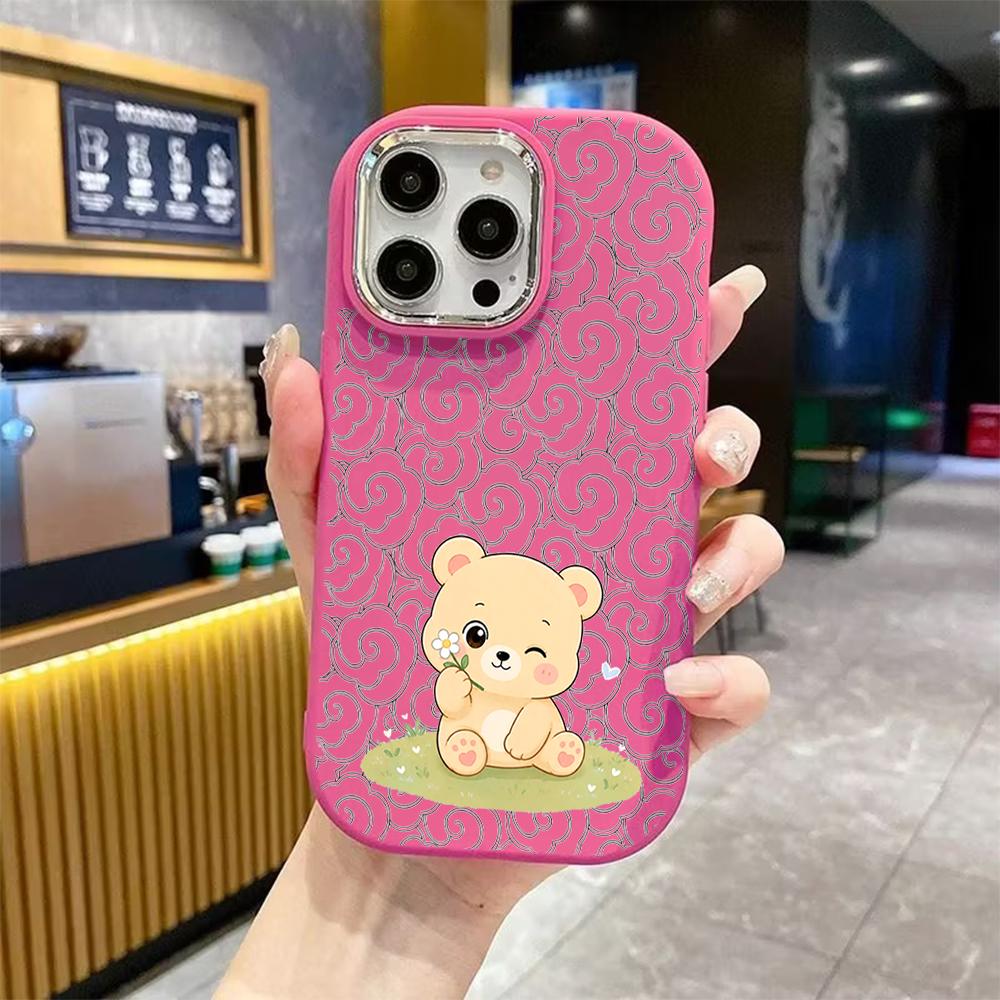 Phone Case: 2D Flat Design Suitable for iPhone 18 17 16 15 14 13 Pro Protective Case, Couple Style, Light Yellow Little Bear, Christmas and Halloween