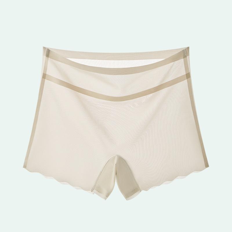 Plus Size Women's Summer Ice Silk Non Mark Quick Drying Breathable Cotton Crotch High Waist Flat Angle Briefs