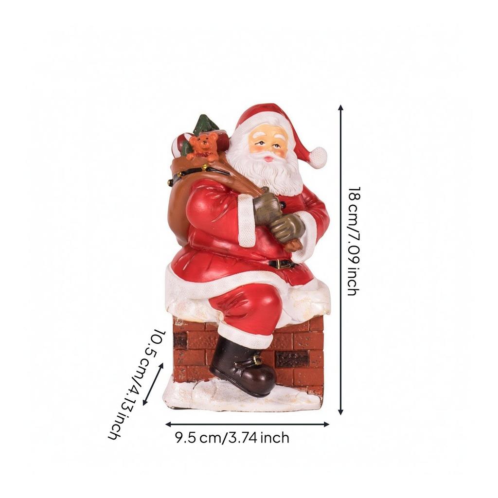 Resin Santa Figurine Colorful Ornament Indoor for Mantel Display