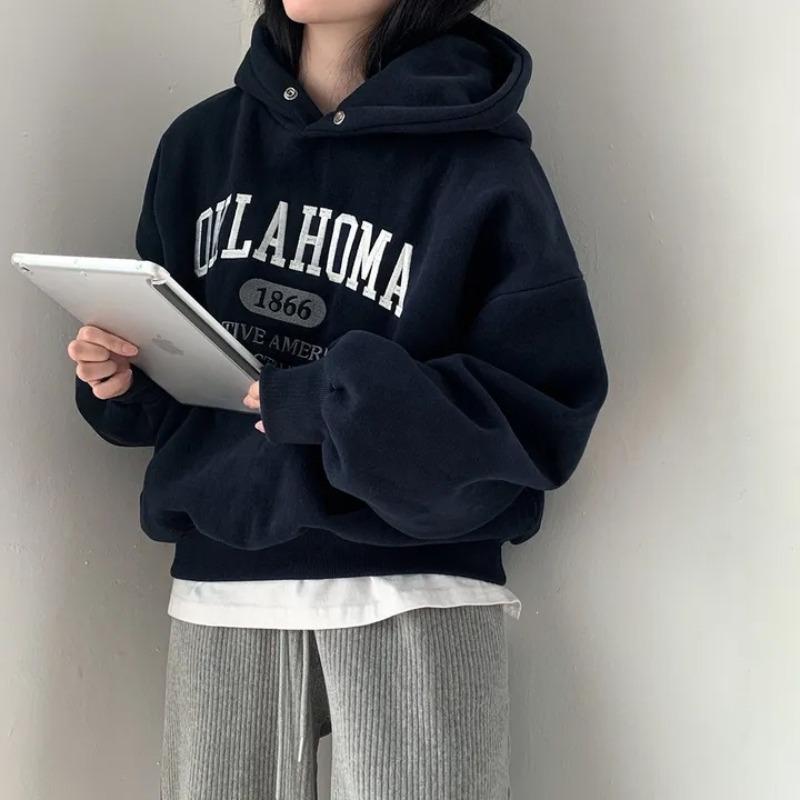 Personalized letter embroidery fleece thickened sweater women