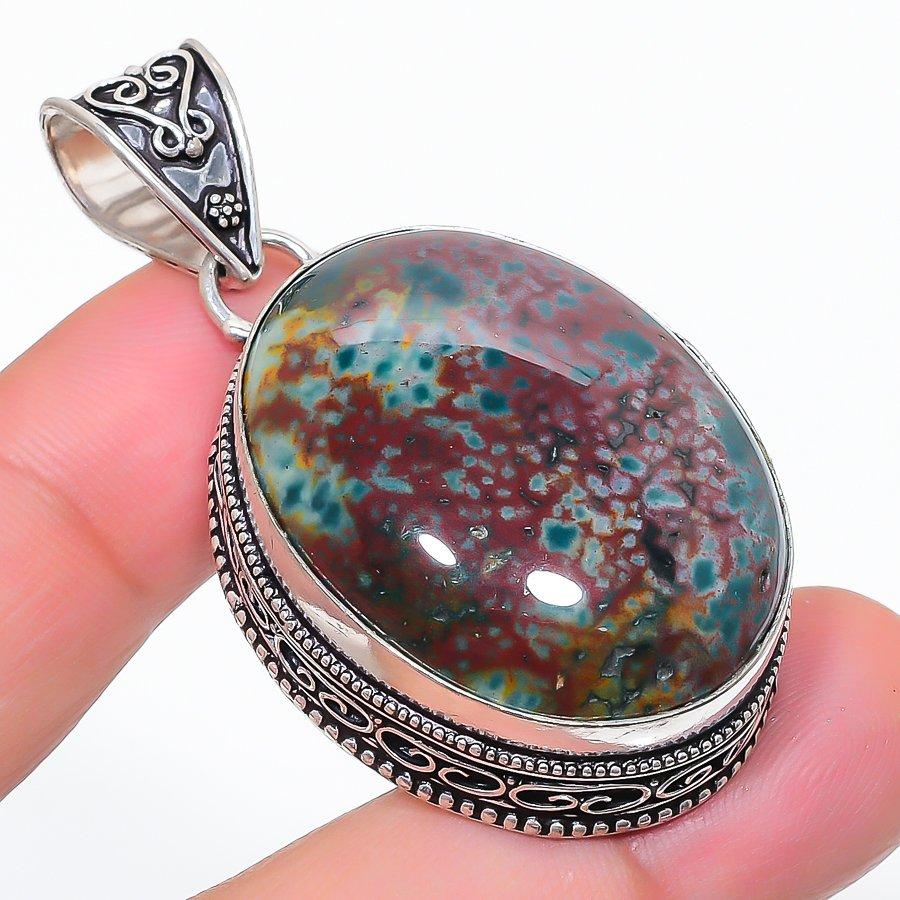 

Natural Bloodstone Gemstone 925 Sterling Silver Jewelry Pendant 2.17 O3f29
