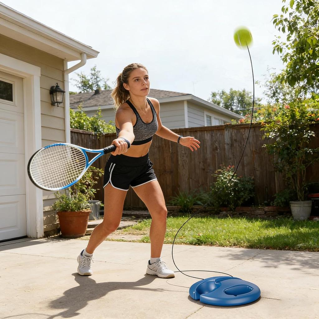 One Set of Tennis Practice Equipment for Tennis Coaches To Use String Balls and Bouncing Balls for Individual Tennis Training. Tennis Training Device