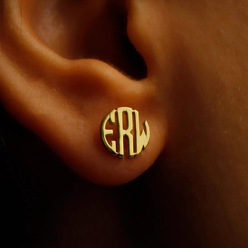 New North Custom Monogram Ear Studs Stainless Steel Waterproof Jewelry Personalized Custom Logo Name 3 Letter Earrings for Women золотой