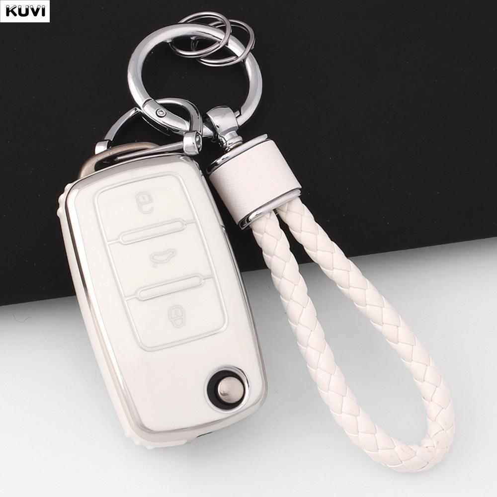 Pink Tpu Car Flip Key Case Cover For Volkswagen Vw Polo Golf Passat Tiguan Beetle Caddy T5 Up Eos Skoda Octavia Seat Leon Altea