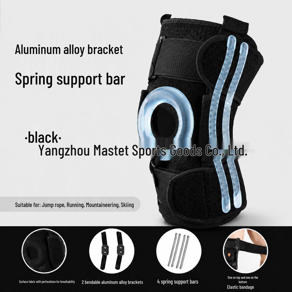 Adjustable Knee Brace with Silicone Protection & Spring Support for Running, Mountaineering, Weightlifting, Fitness