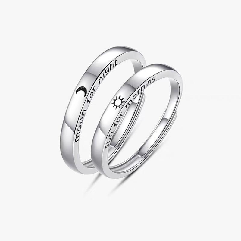 

Срібло 925 проби S925 Сонце Місяць Зірка Парне кільце Просте модне чоловіче та жіноче відкрите кільце японського та корейського дизайну opening adjustable
