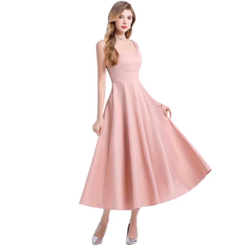Chic Sleeveless Camisole Dress with Waist-Cinching Flared Skirt