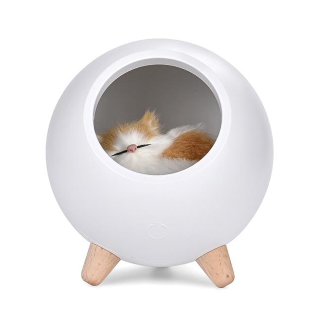 Cute House Touch Dimming Kitten Night Light For Kids Baby Bedroom Bedside Charging Lamp Creative Gift Cats Home Atmosphere Decor