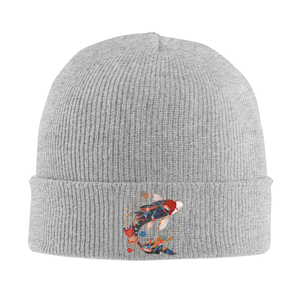 Koi Fish Flower Japanese Art Floral Koi Carp Knitted Caps Womens Unisexs Skullies Beanies Winter Hats  Warm Caps