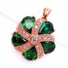 Purple Gold Luxury Sparkling Diamond Greenstone Flower Pendant Rose Gold Plated Colorful Gorgeous Necklace