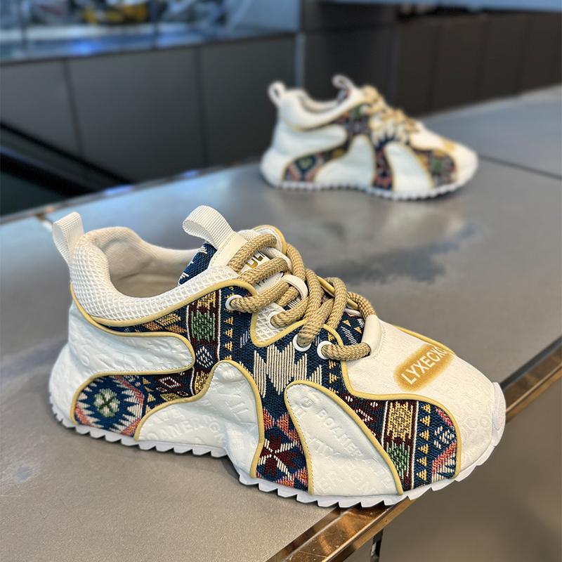 Autumn Niche Printed Forrest Gump Shoes Summer Sports and Leisure Thick-soled Heightening Bag-soled Dad Trendy Shoes